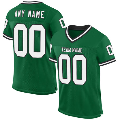 Custom Kelly Green White-Black Mesh Authentic Throwback Football Jersey - Sky-Custom