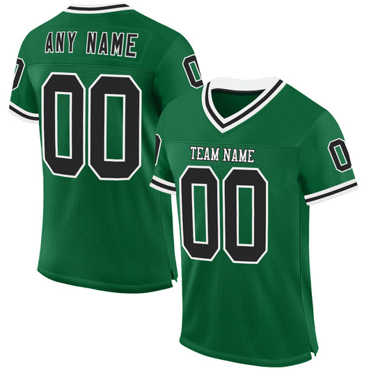 Custom Kelly Green Black-White Mesh Authentic Throwback Football Jersey - Sky-Custom