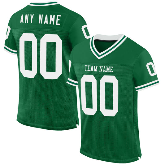 Custom Kelly Green White Mesh Authentic Throwback Football Jersey - Sky-Custom