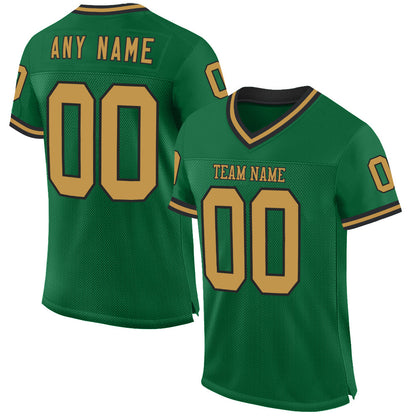 Custom Kelly Green Old Gold-Black Mesh Authentic Throwback Football Jersey - Sky-Custom