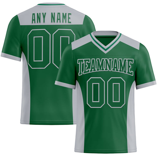 Custom Kelly Green Gray Mesh Authentic Football Jersey - Sky-Custom