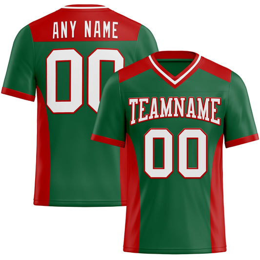 Custom Kelly Green White-Red Mesh Authentic Football Jersey - Sky-Custom