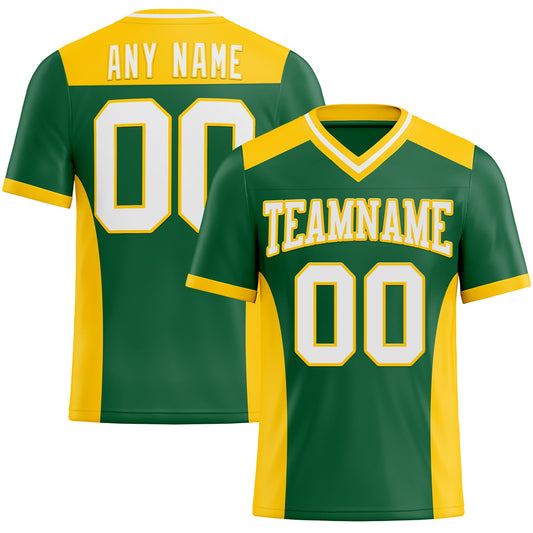 Custom Kelly Green White-Yellow Mesh Authentic Football Jersey - Sky-Custom