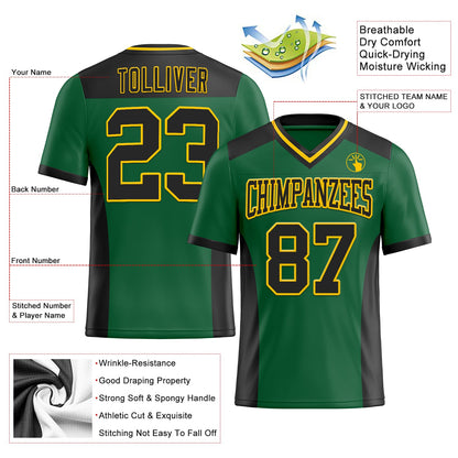 Custom Kelly Green Black-Yellow Mesh Authentic Football Jersey - Sky-Custom