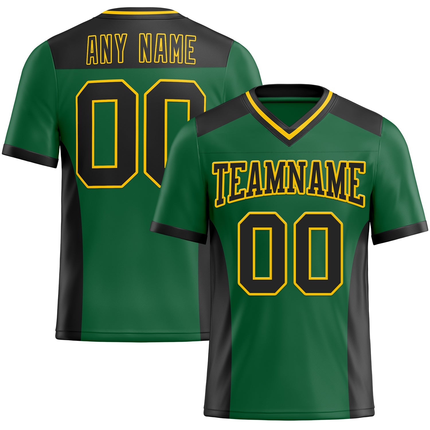 Custom Kelly Green Black-Yellow Mesh Authentic Football Jersey - Sky-Custom