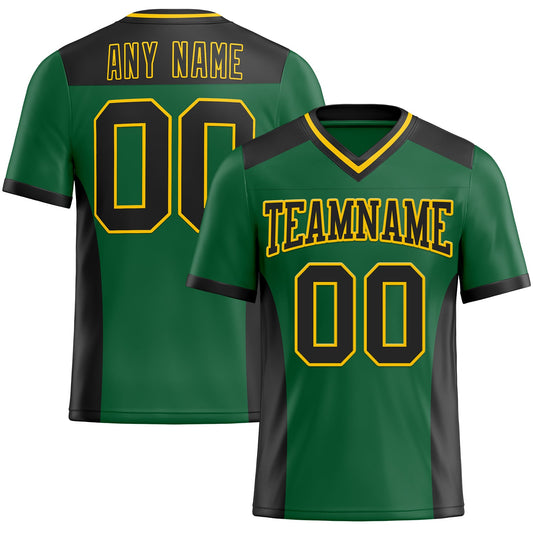 Custom Kelly Green Black-Yellow Mesh Authentic Football Jersey - Sky-Custom