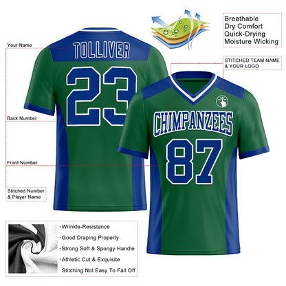 Custom Kelly Green Royal-White Mesh Authentic Football Jersey - Sky-Custom