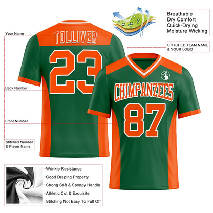 Custom Kelly Green Orange-White Mesh Authentic Football Jersey - Sky-Custom