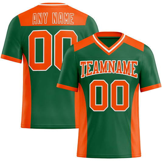 Custom Kelly Green Orange-White Mesh Authentic Football Jersey - Sky-Custom