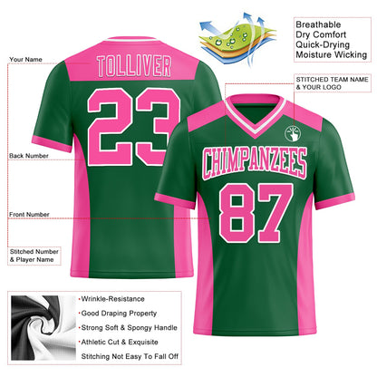 Custom Kelly Green Pink-White Mesh Authentic Football Jersey - Sky-Custom