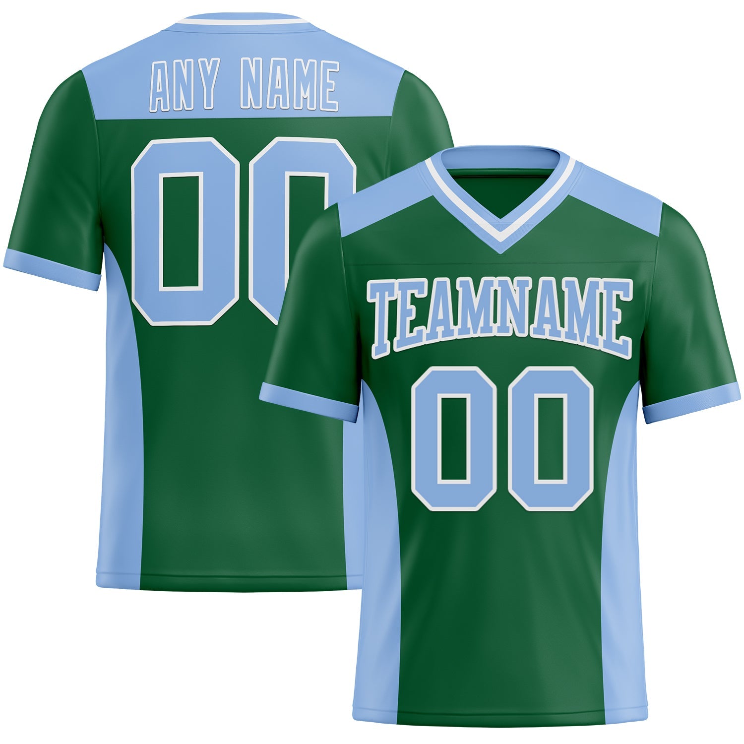 Custom Kelly Green Light Blue-White Mesh Authentic Football Jersey - Sky-Custom