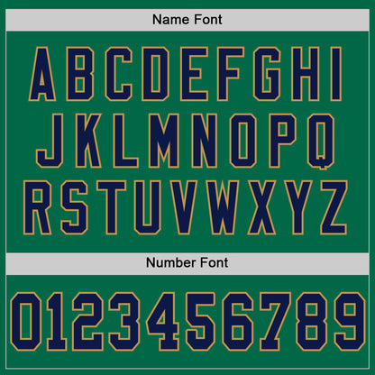 Custom Kelly Green Navy-Old Gold Mesh Authentic Throwback Football Jersey - Sky-Custom