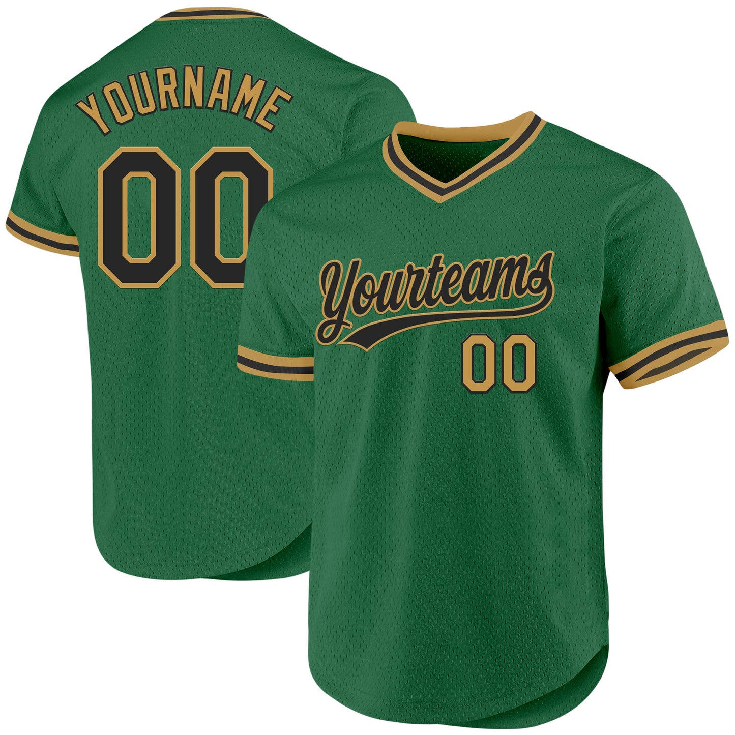 Custom Kelly Green Black-Old Gold Authentic Throwback Baseball Jersey - Sky-Custom