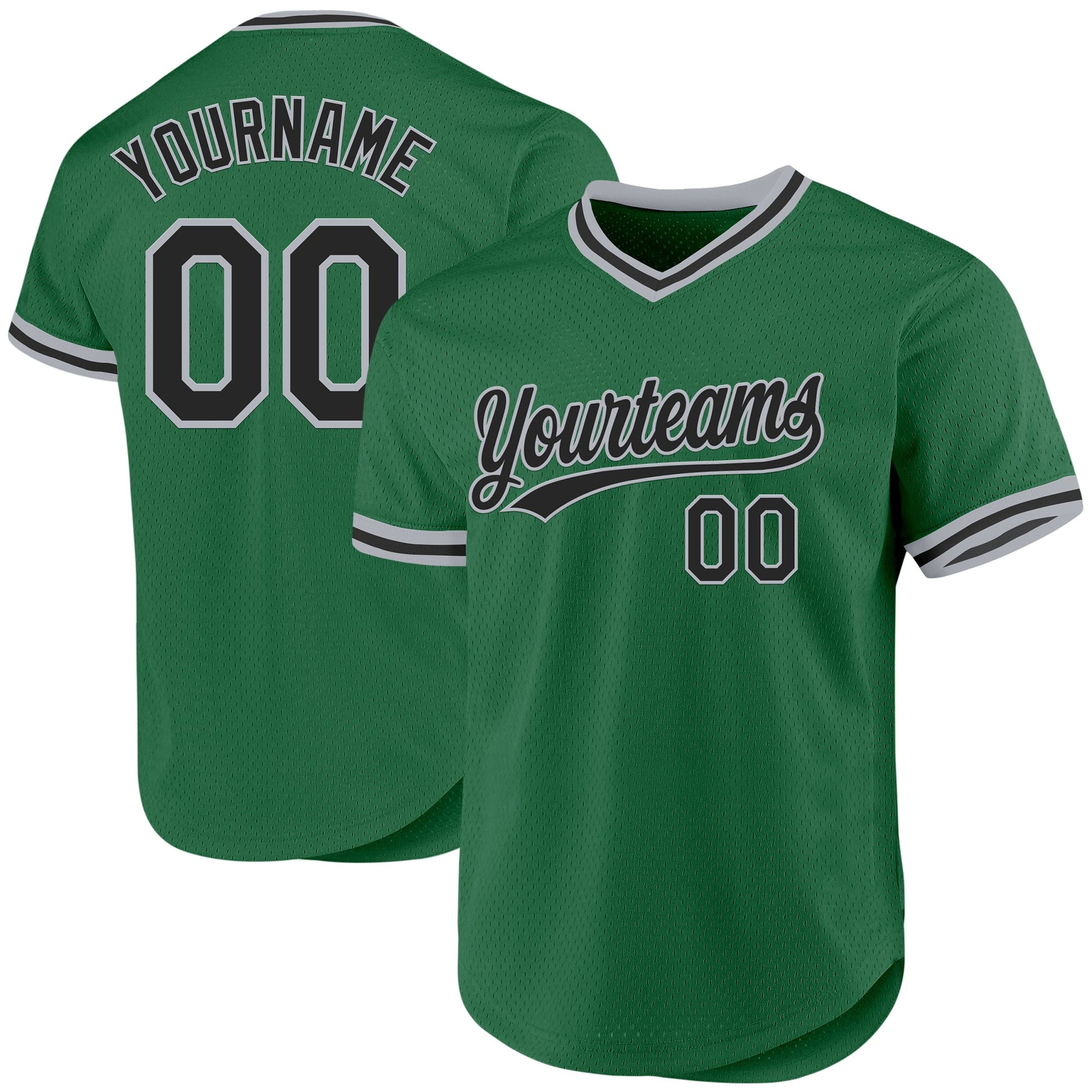 Custom Kelly Green Black-Gray Authentic Throwback Baseball Jersey - Sky-Custom