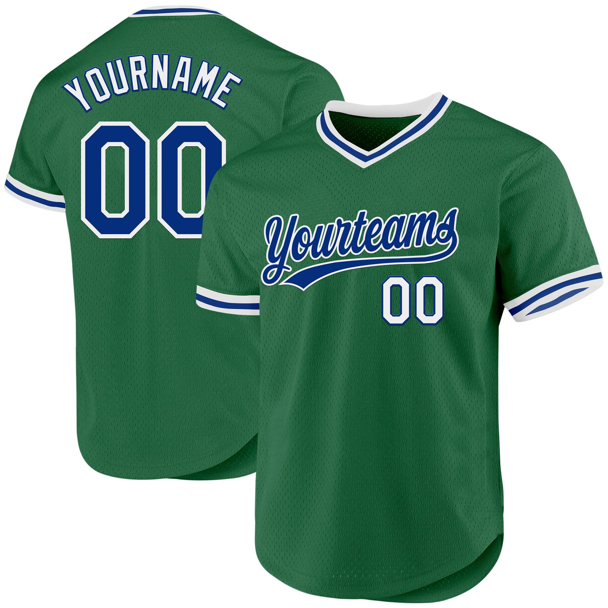 Custom Kelly Green Royal-White Authentic Throwback Baseball Jersey - Sky-Custom