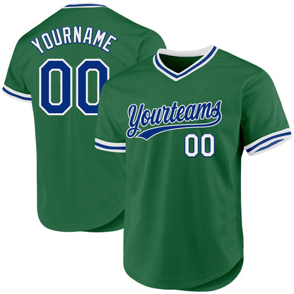 Custom Kelly Green Royal-White Authentic Throwback Baseball Jersey - Sky-Custom