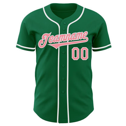 Custom Kelly Green Medium Pink-White Authentic Baseball Jersey - Sky-Custom