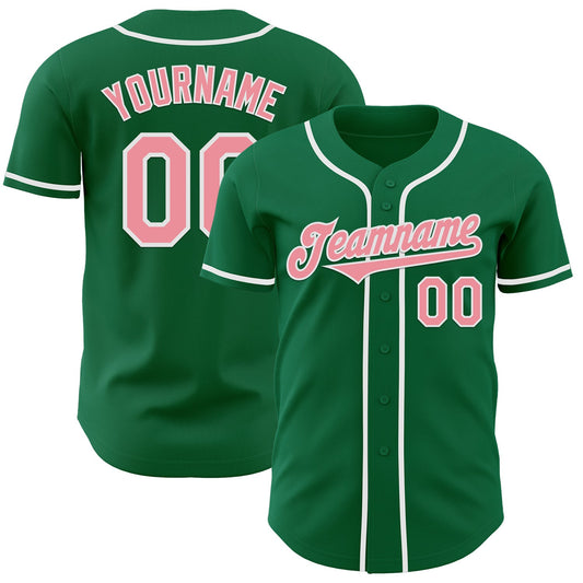 Custom Kelly Green Medium Pink-White Authentic Baseball Jersey - Sky-Custom