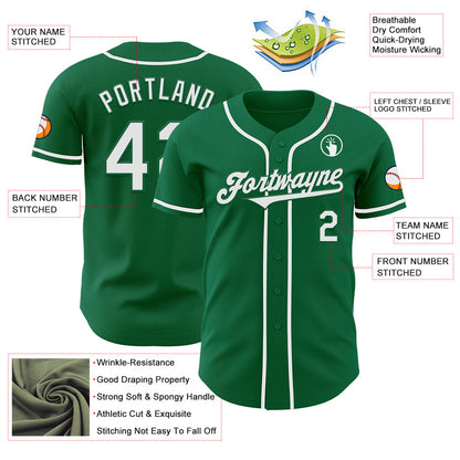 Custom Kelly Green White Authentic Baseball Jersey - Sky-Custom