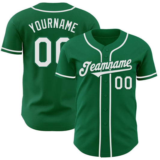 Custom Kelly Green White Authentic Baseball Jersey - Sky-Custom