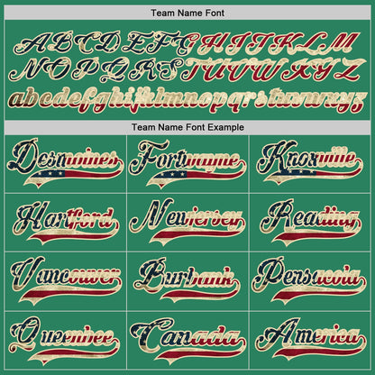 Custom Kelly Green Vintage USA Flag Cream-Red Hockey Jersey - Sky-Custom