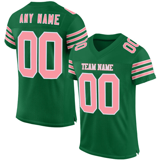 Custom Kelly Green Medium Pink-White Mesh Authentic Football Jersey - Sky-Custom