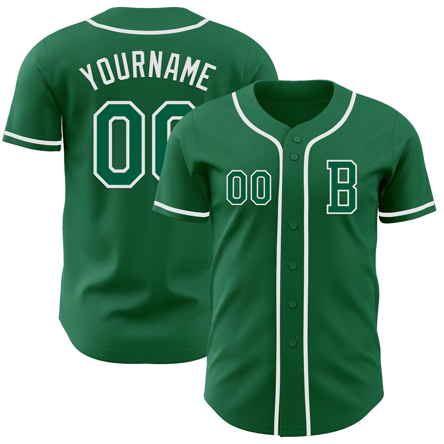 Custom Kelly Green White Authentic Baseball Jersey - Sky-Custom