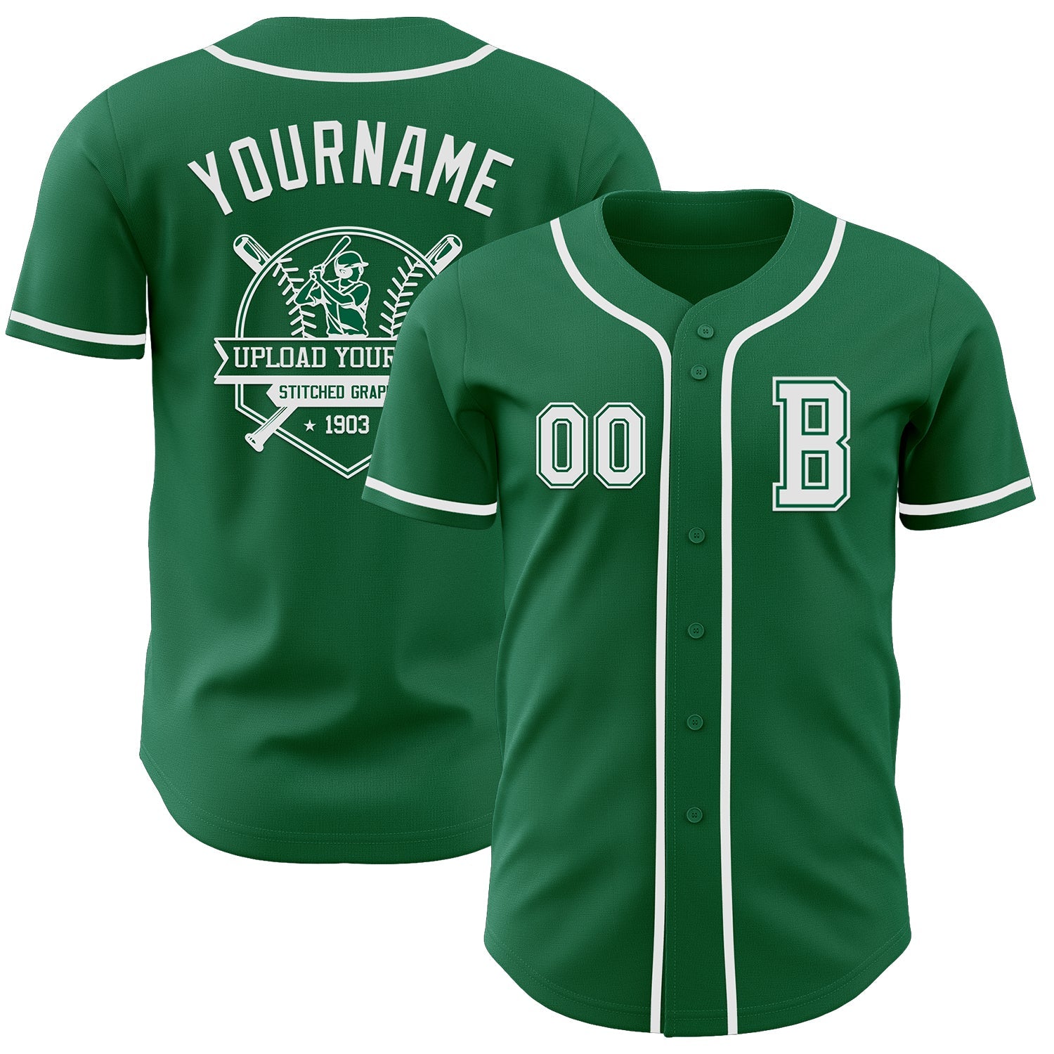Custom Kelly Green White Authentic Baseball Jersey - Sky-Custom