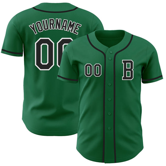 Custom Kelly Green Black-White Authentic Baseball Jersey - Sky-Custom