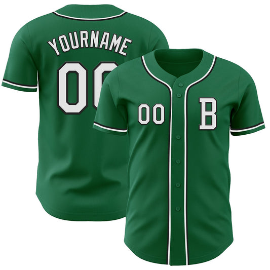 Custom Kelly Green White-Black Authentic Baseball Jersey - Sky-Custom
