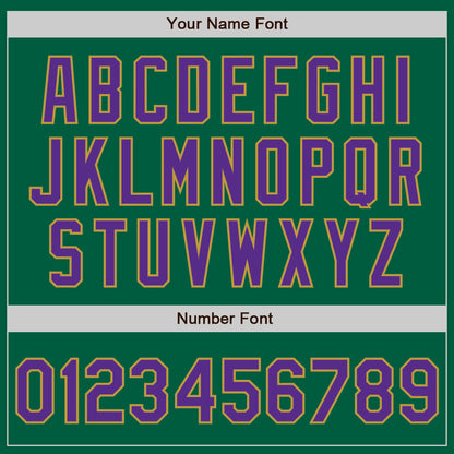 Custom Kelly Green Purple-Old Gold Authentic Baseball Jersey - Sky-Custom