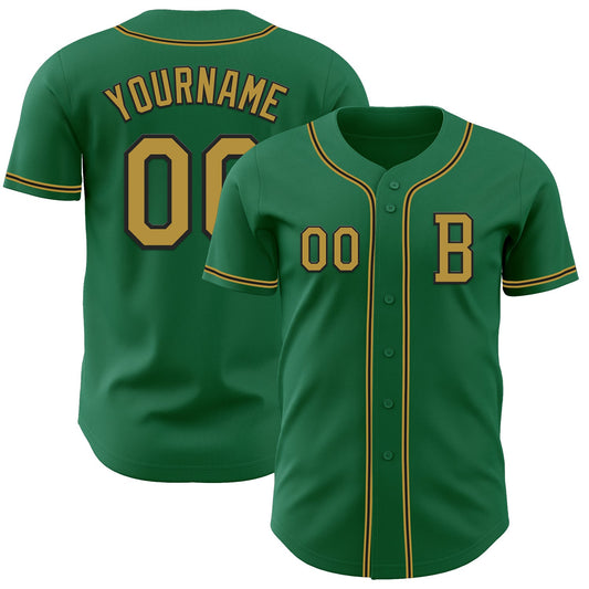 Custom Kelly Green Old Gold-Black Authentic Baseball Jersey - Sky-Custom