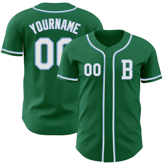 Custom Kelly Green White-Light Blue Authentic Baseball Jersey - Sky-Custom