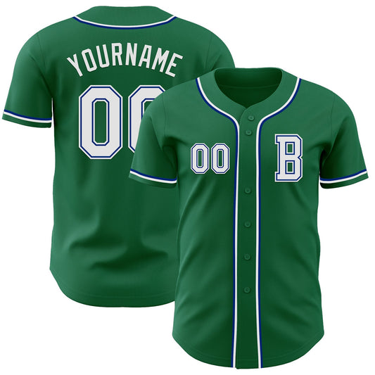 Custom Kelly Green White-Royal Authentic Baseball Jersey - Sky-Custom