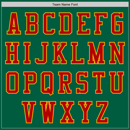 Custom Kelly Green Red-Gold Authentic Baseball Jersey - Sky-Custom