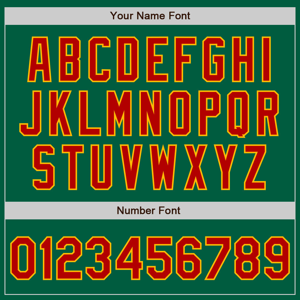 Custom Kelly Green Red-Gold Authentic Baseball Jersey - Sky-Custom