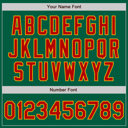 Custom Kelly Green Red-Gold Authentic Baseball Jersey - Sky-Custom