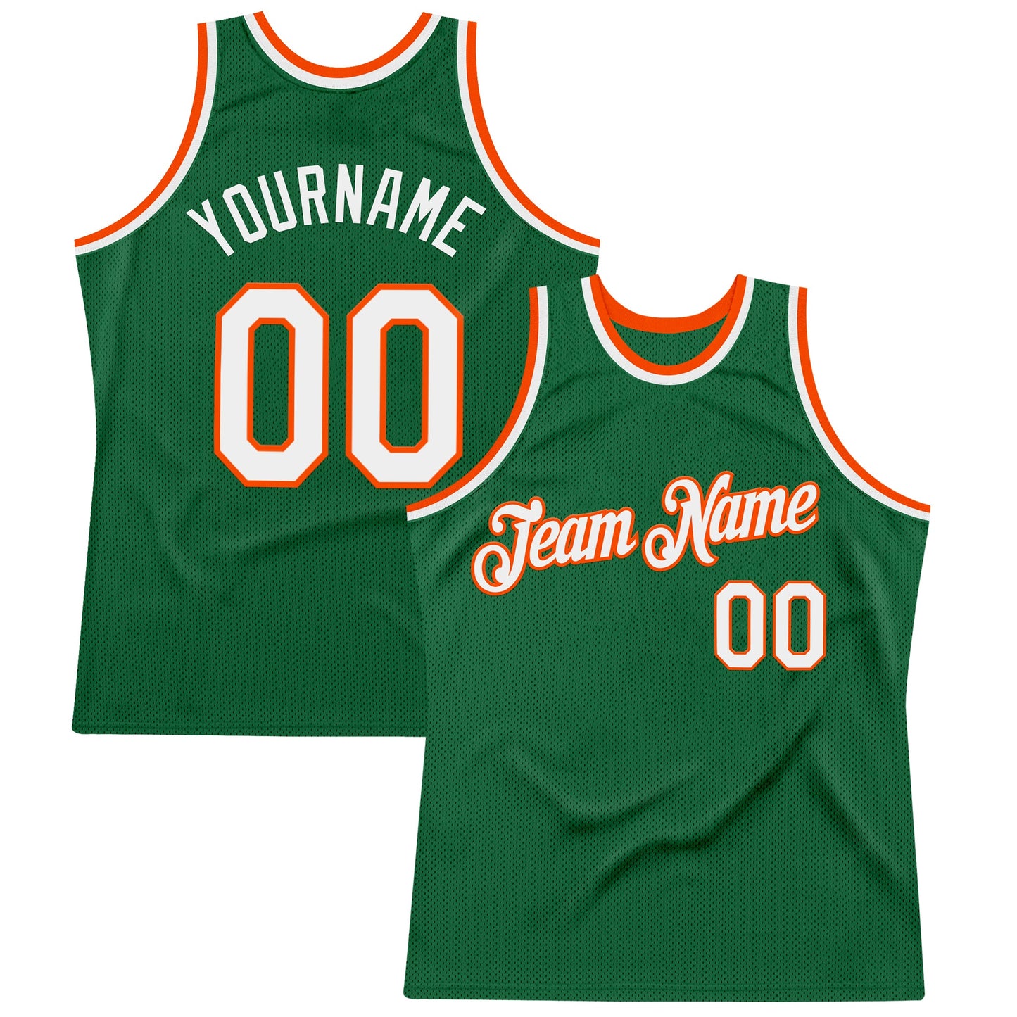 Custom Kelly Green White-Orange Authentic Throwback Basketball Jersey - Sky-Custom