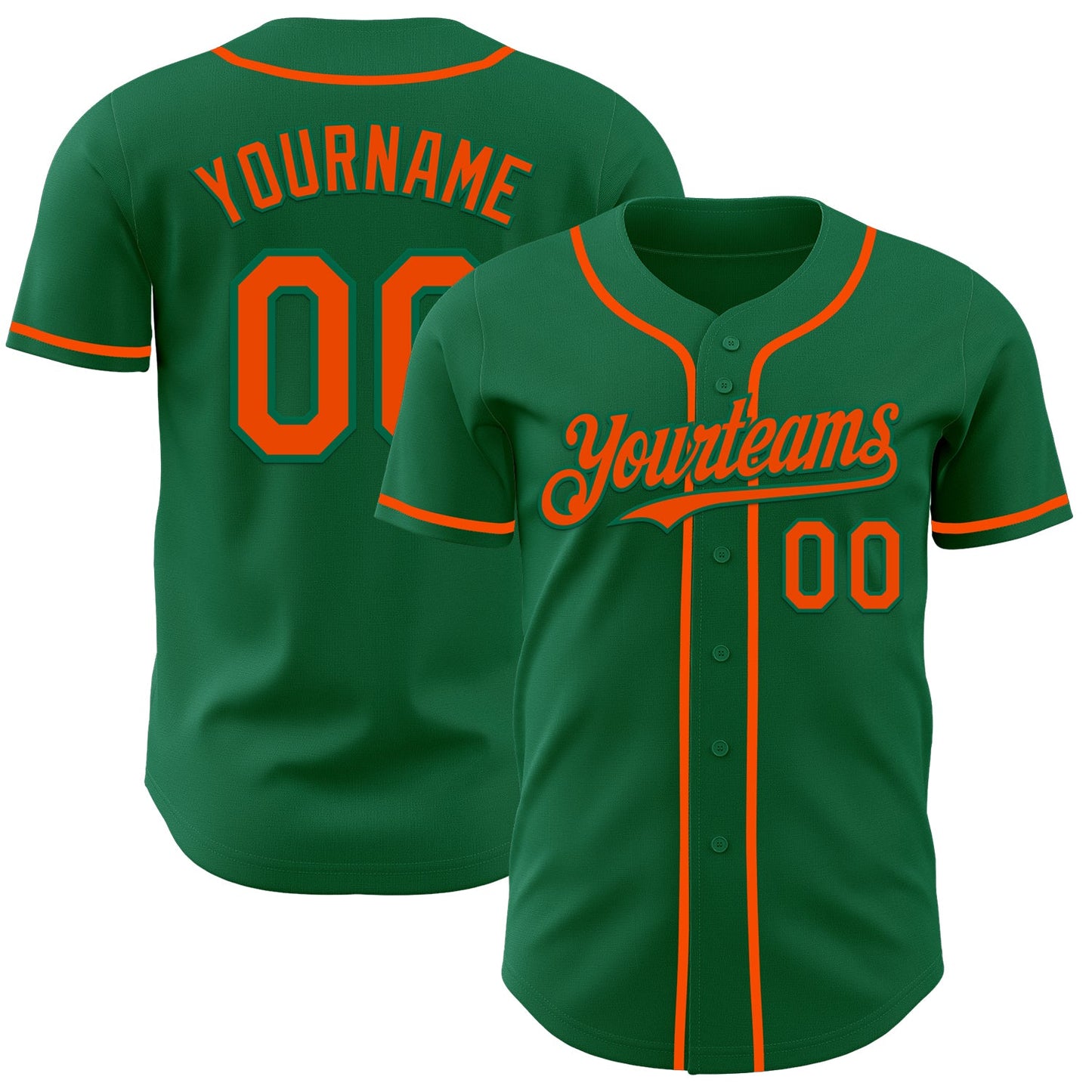 Custom Kelly Green Orange Authentic Baseball Jersey - Sky-Custom