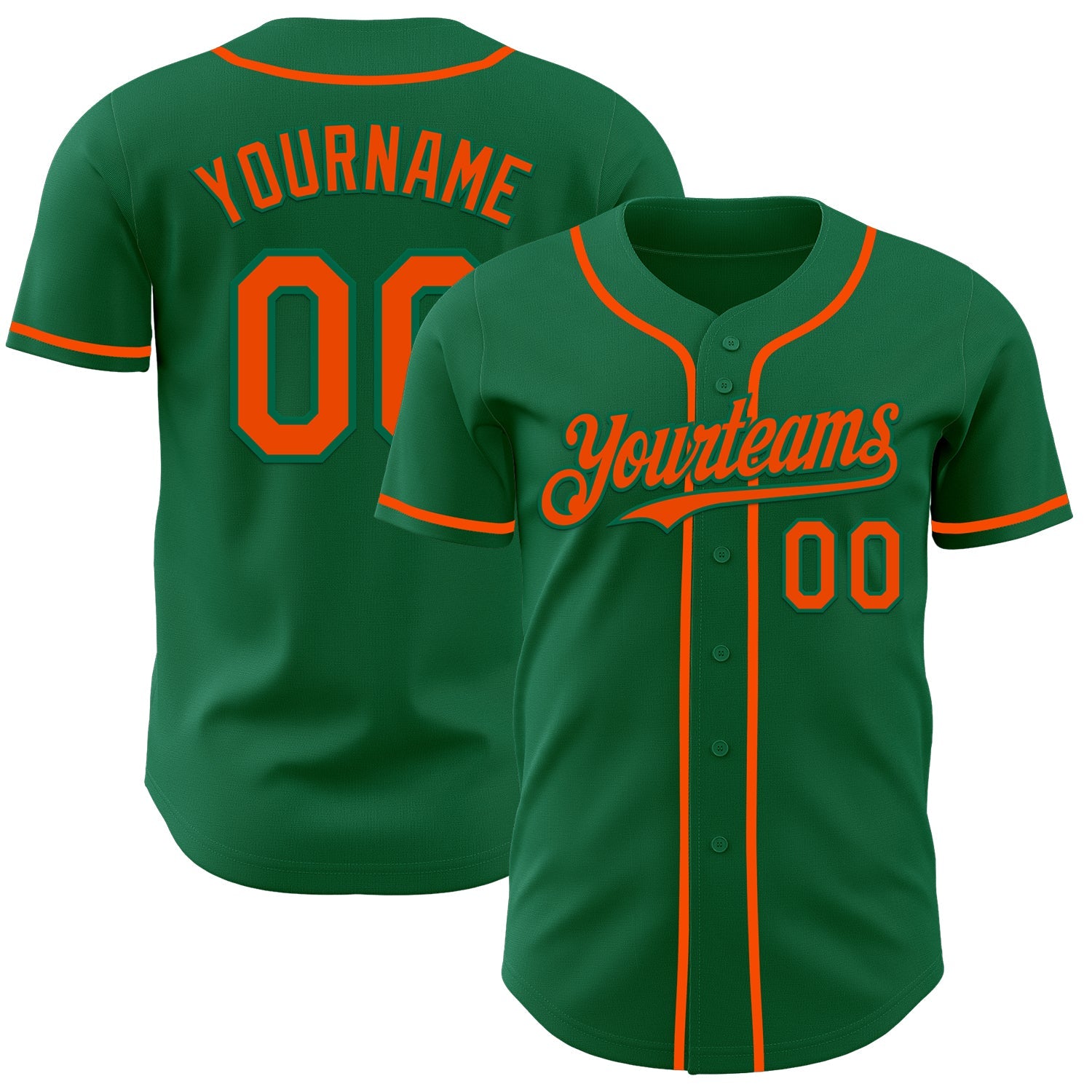 Custom Kelly Green Orange Authentic Baseball Jersey - Sky-Custom