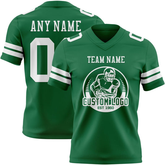 Custom Kelly Green White Mesh Authentic Football Jersey - Sky-Custom