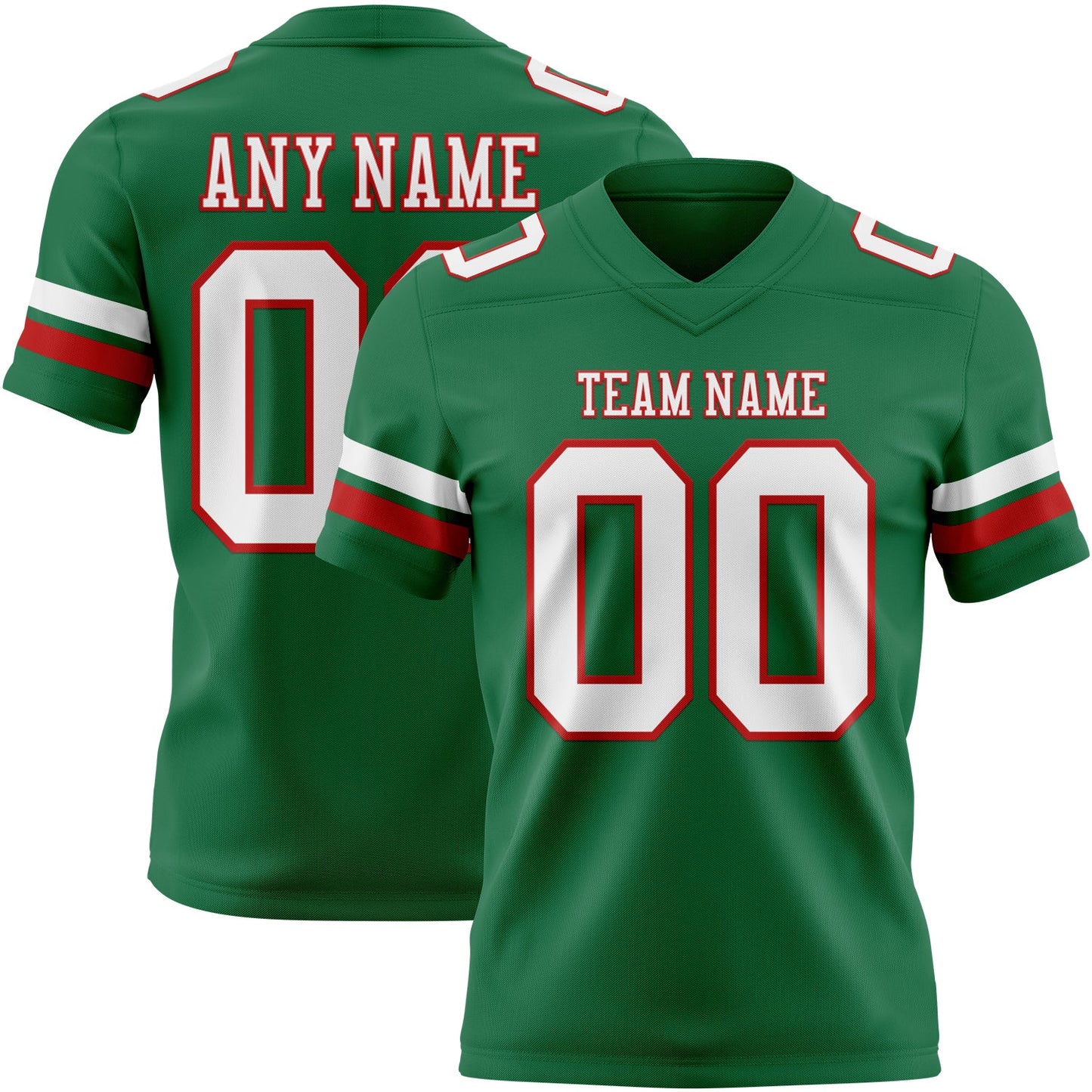 Custom Kelly Green White-Red Mesh Authentic Football Jersey - Sky-Custom