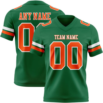 Custom Kelly Green Orange-White Mesh Authentic Football Jersey - Sky-Custom