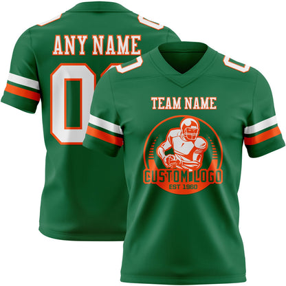 Custom Kelly Green White-Orange Mesh Authentic Football Jersey - Sky-Custom