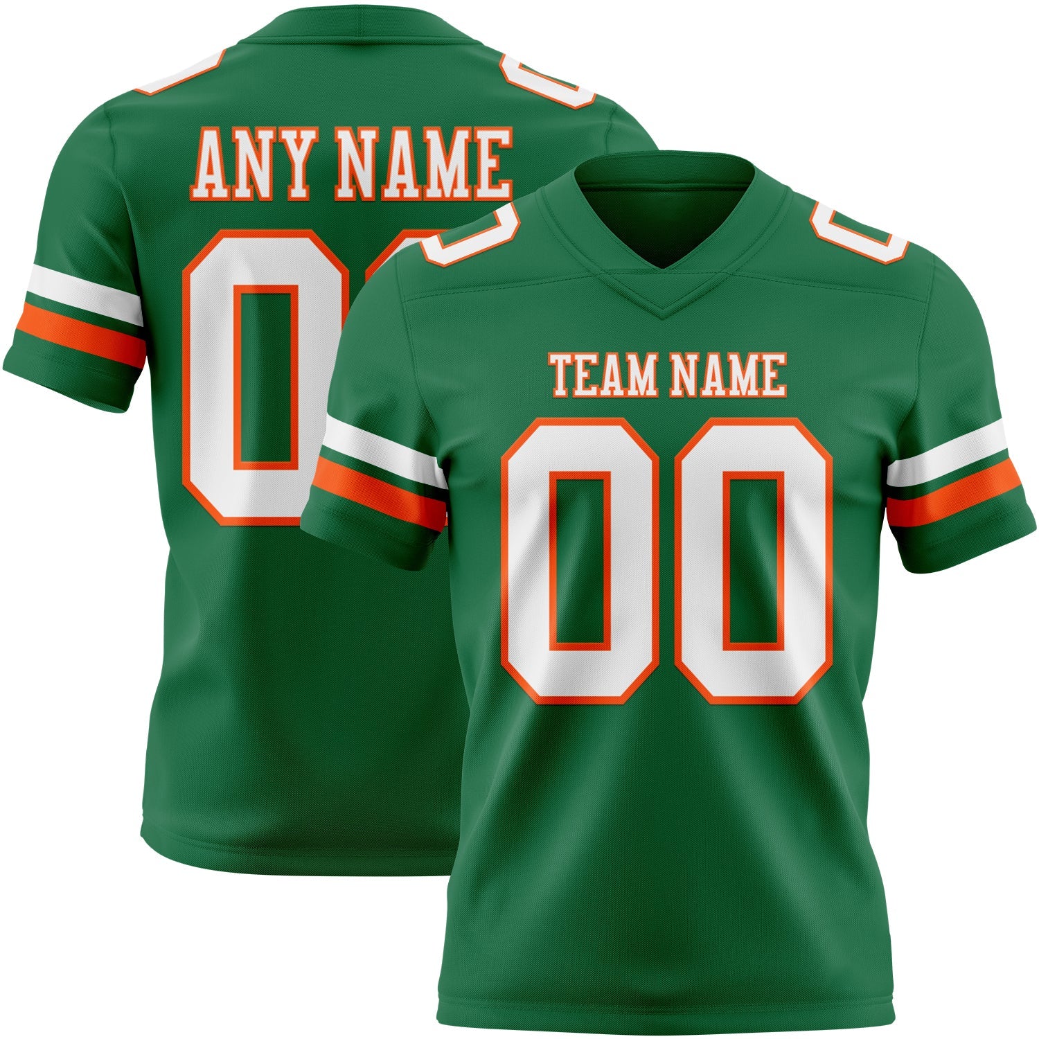 Custom Kelly Green White-Orange Mesh Authentic Football Jersey - Sky-Custom