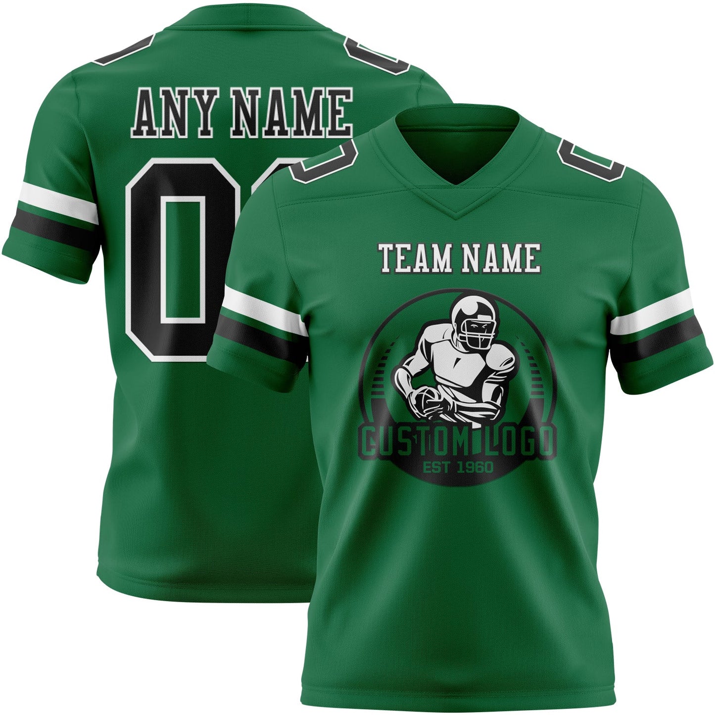 Custom Kelly Green Black-White Mesh Authentic Football Jersey - Sky-Custom