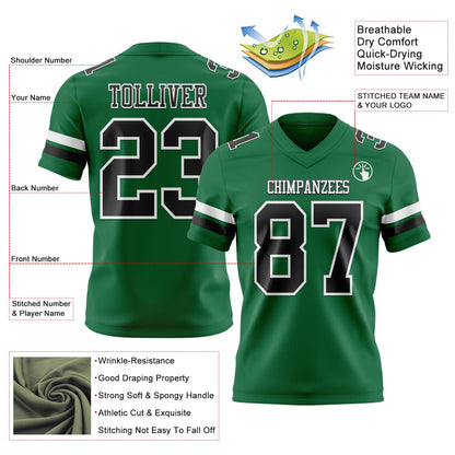 Custom Kelly Green Black-White Mesh Authentic Football Jersey - Sky-Custom
