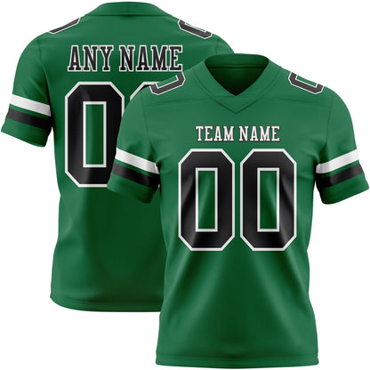 Custom Kelly Green Black-White Mesh Authentic Football Jersey - Sky-Custom