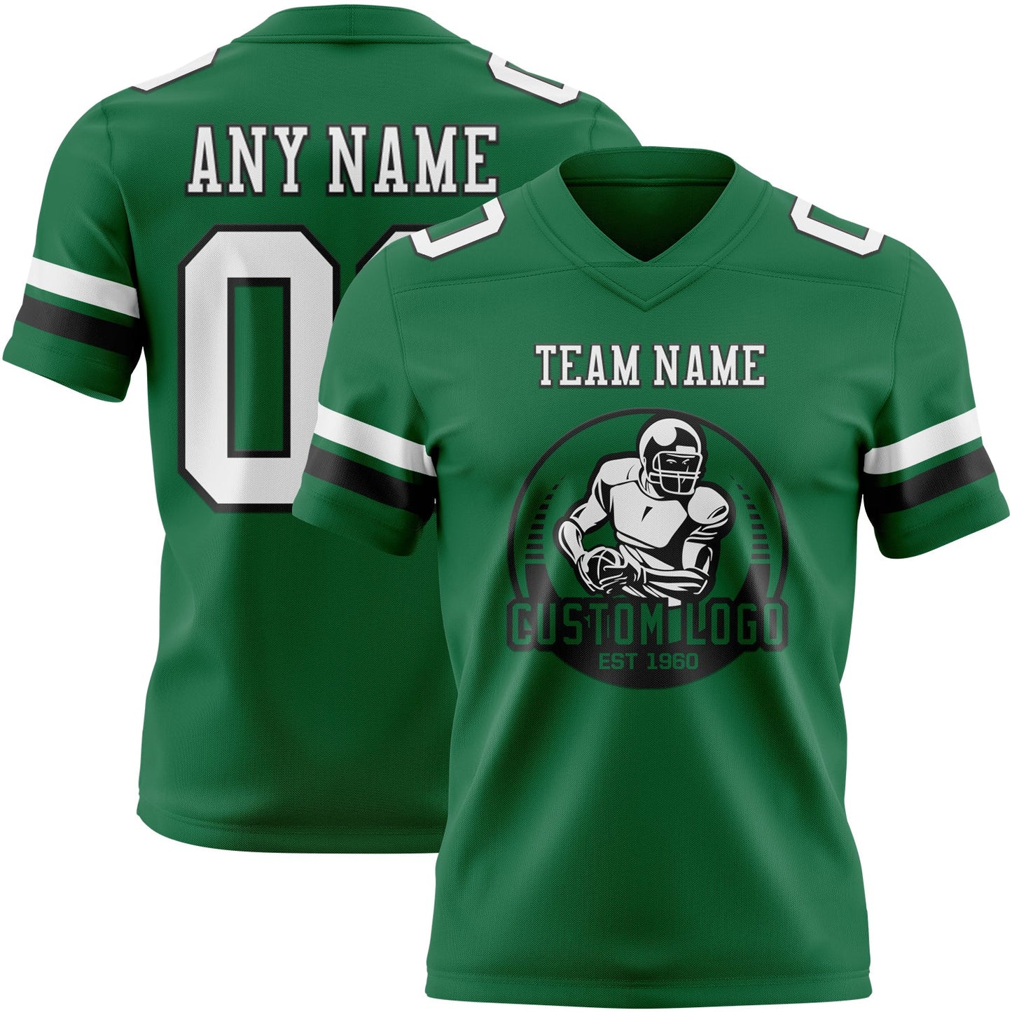 Custom Kelly Green White-Black Mesh Authentic Football Jersey - Sky-Custom