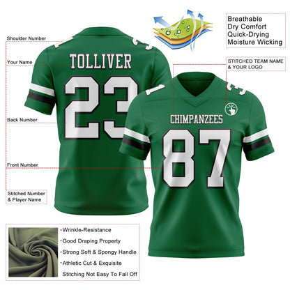 Custom Kelly Green White-Black Mesh Authentic Football Jersey - Sky-Custom